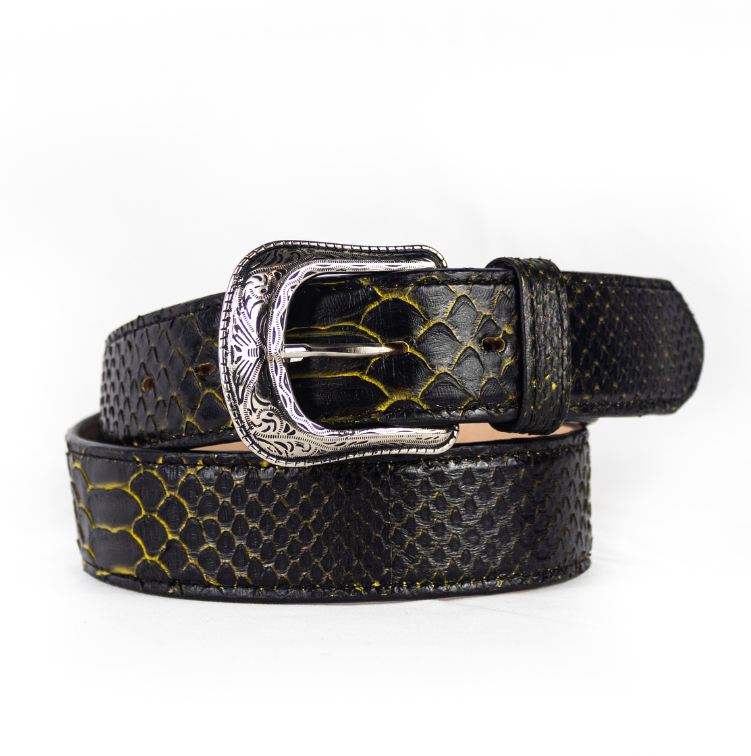 Cinturón Vaquero Pitón Amarillo Negro